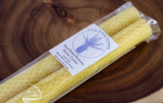 Hand Rolled Beeswax Large Dinner Candles - Pair