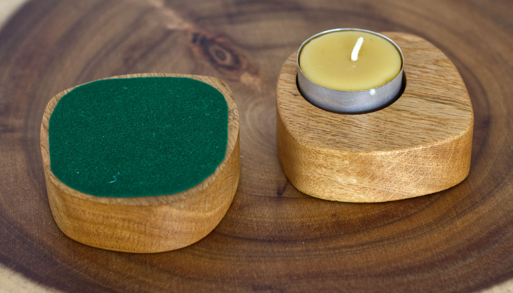 Oak 'Pebble' Single Tealight Candle Holder - Single