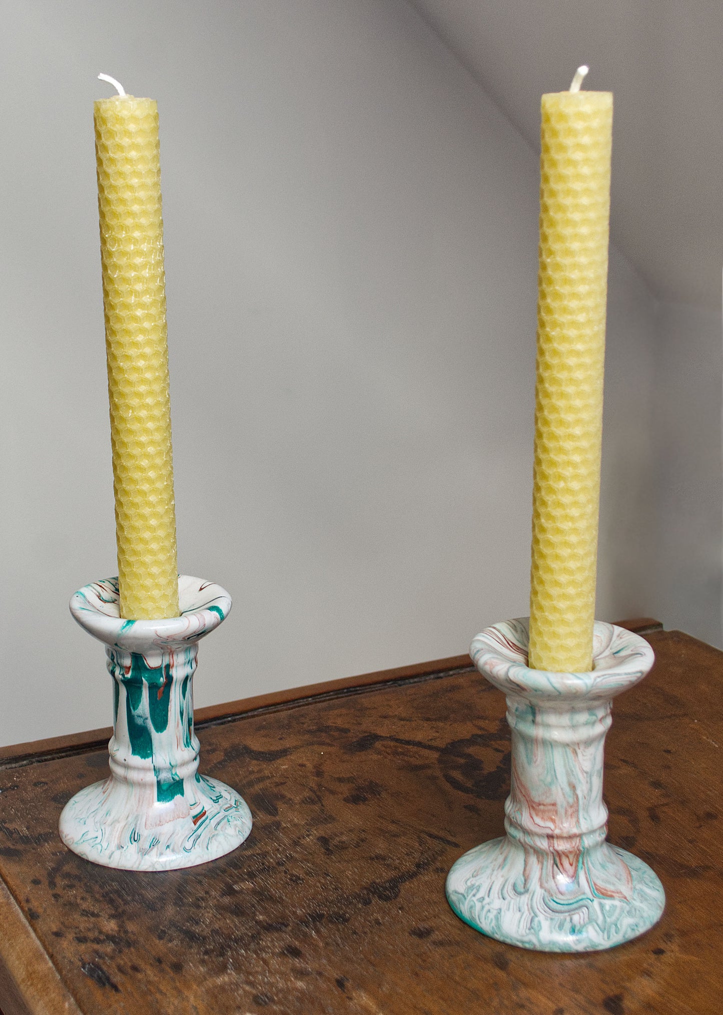 Marbled Candle Sticks - Pair