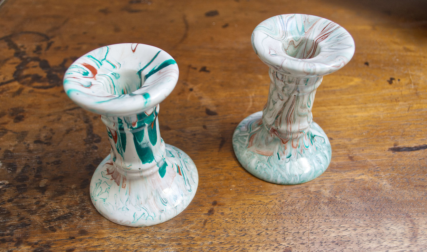 Marbled Candle Sticks - Pair