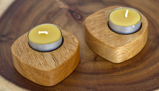 Oak 'Pebble' Single Tealight Candle Holder - Single