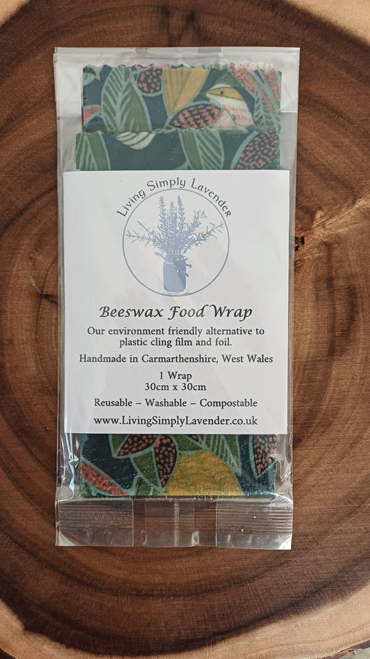 Birds and Floral Pattern - Reusable Cotton Beeswax Food Wrap 30 x 30 cm (Copy)