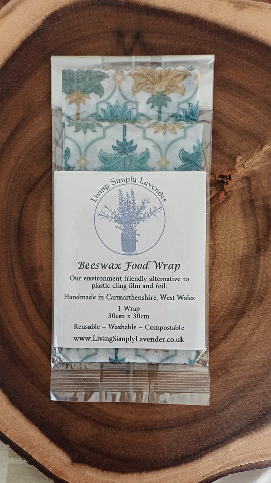 Gold and Blue Floral Pattern - Cotton Beeswax Food Wrap 30 x 30 cm (Copy) (Copy) (Copy)