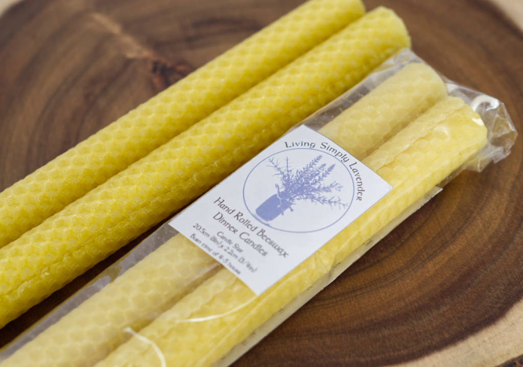 Hand Rolled Beeswax Large Dinner Candles - Pair