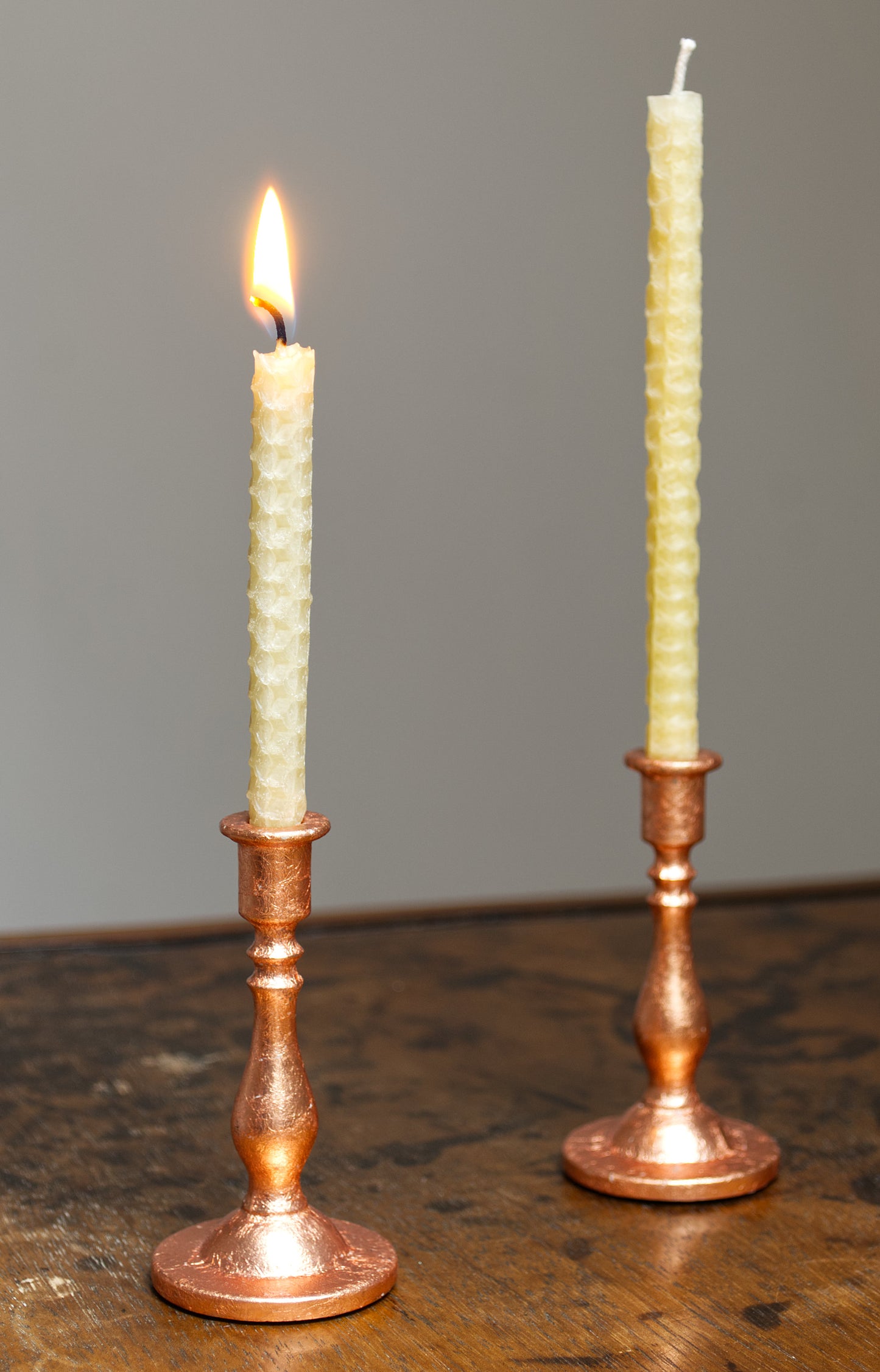 Copper Leaf Gilded Candle Sticks