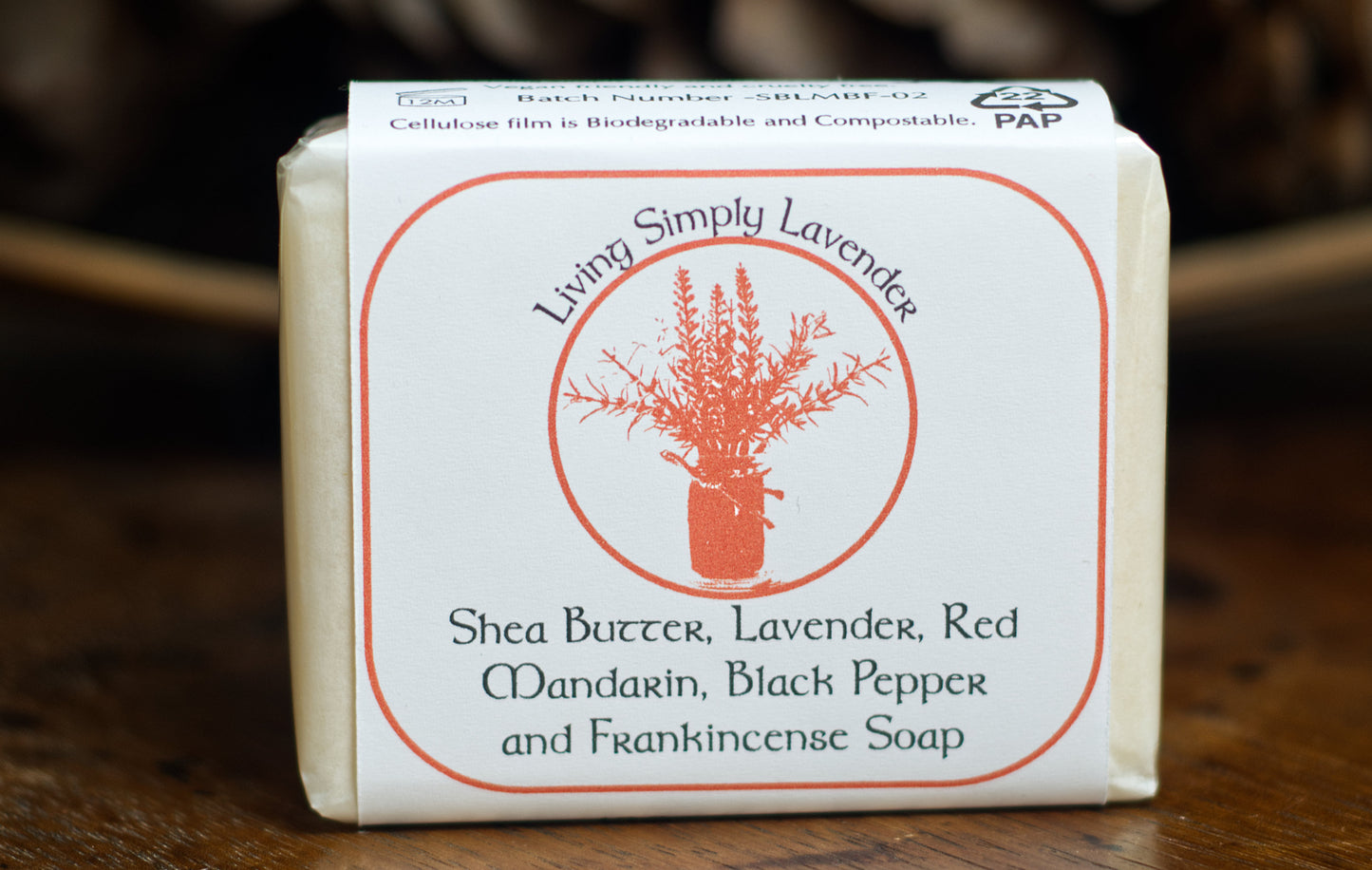 Shea Butter, Lavender, Red Mandarin, Black Pepper and Frankincense Soap