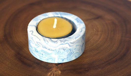 Jesmonite Single Tealight Candle Holders - Marble Effect