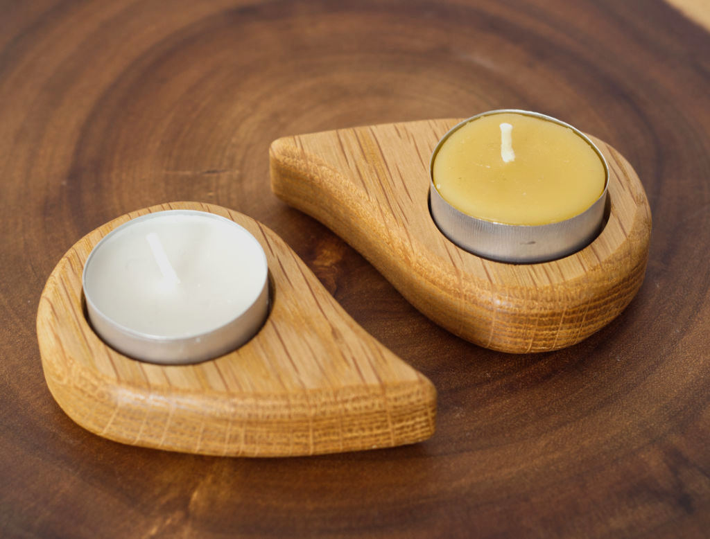 Oak Tear Drop Tealight Candle Holder