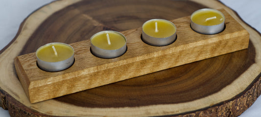 Oak Tealight Candle Holder - 4 candles