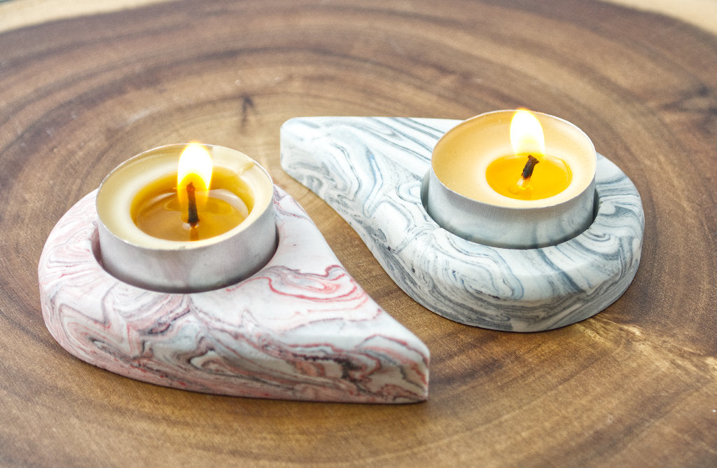 Jesmonite Tear Drop Tealight Candle Holder